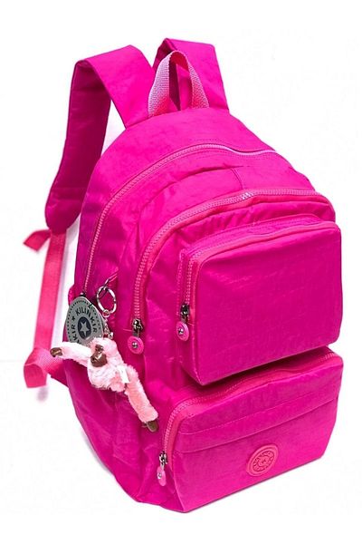 Klinkır Fuchsia Colored - Multi-Eye and Water Resistant School Bag, Capcan and Crinkle Fabric Backpack
