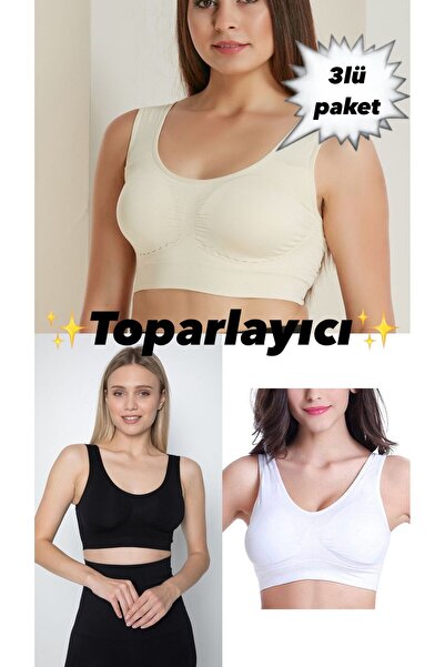 C&Z عبوة حمالة صدر قطنية مكونة من 3 قطع - مع وسادة تجميع وشد (أسود-أبيض-لون ا...