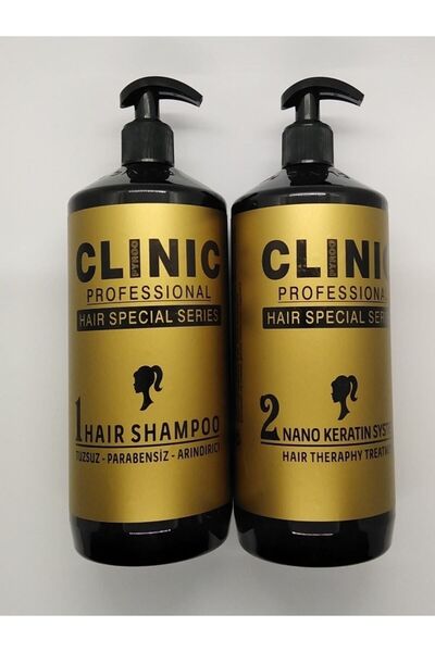 Clinic Professionel Nano Düzleştirici Keratin 1000 ml + Arındırıcı Şampuan 10...