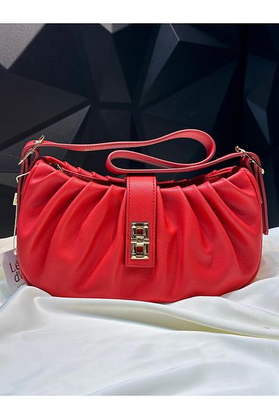 Levidor Faux Leather Special Color Shoulder Bag - Hand and Arm Detail, 930171 .KRMZ