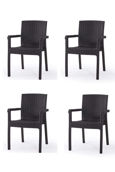 Rattan 4'lü Modern Lüx Bahçe&balkon Sandelye