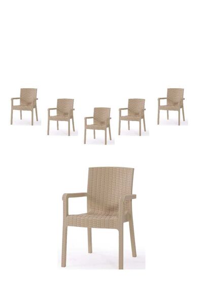 ALPSAN CUP AMBALAJ Rattan 6'lı Modern Lüx Bahçe&Balkon Sandelye kahve