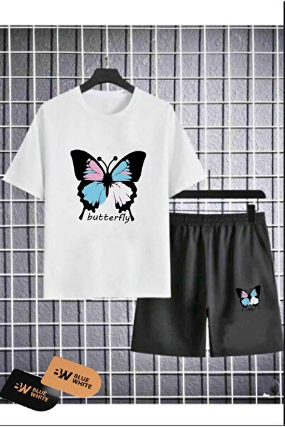 FRİENDS KİDS ''Butterfly'' Printed T-Shirt and Shorts Set for Girls