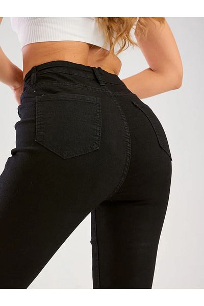 polle BUCHA JEANS με ψηλόμεσο και χωρίς ριχτάρι χρώμα - Super Black