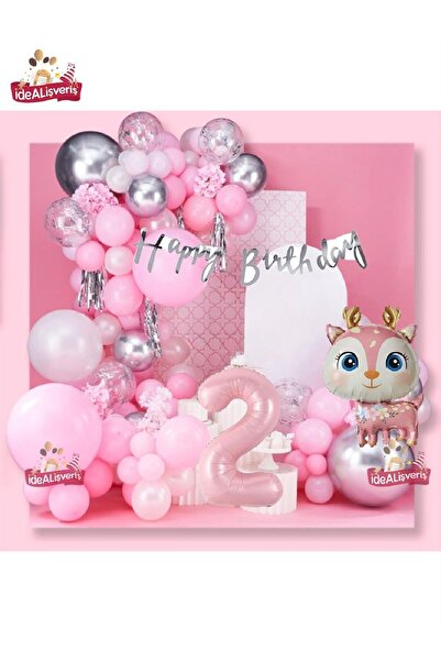 Store YniDesing Kızlar İçin Lüks Geyik Folyolu Pembe 2 Yaş Folyolu Doğun Günü...