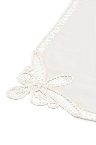 Bursa İpek Ecru Lace Word Handkerchief - Angles