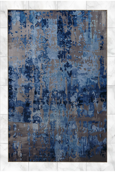 Rugs Modern Halı Mavi Gri Temalı Soyut Abstract Desenli Kreatif Modern Dekora...