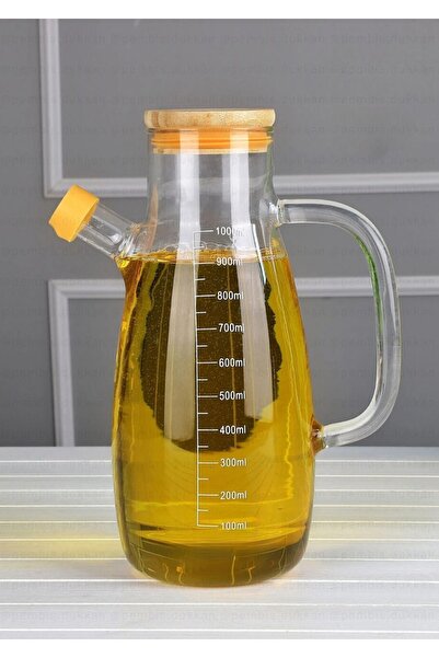 Bysel Bambu Kapaklı 1000 ml Borosilikat Cam Yağlık