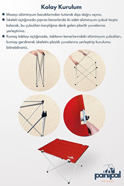 TuruncuFil Omuz Askılı, Katlanabilir Kamp ve Piknik Masası