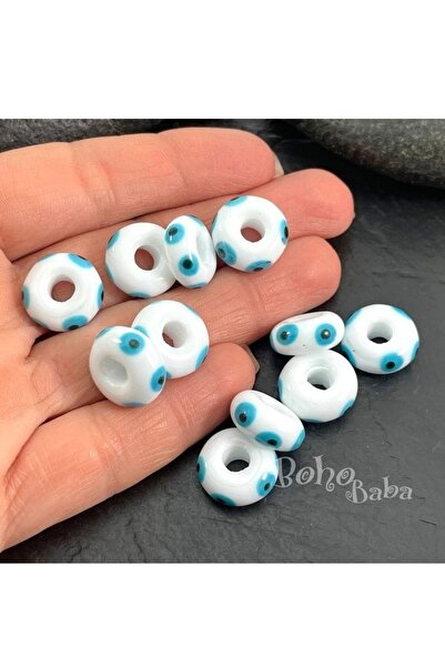 ella'nın çarşısı Mărgele rotunde din sticlă de Murano, de culoare albă, tip E...