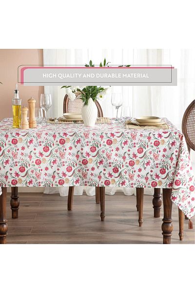 English Home Tischdecke Grün Rechteckig, Pflegeleichte Tischdecke Abwaschbar Frühlingsblumen Tischdecke