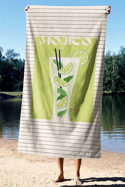Sozakko Πετσέτα παραλίας Mojito Unisex βαμβακερή θαλάσσια πετσέτα μπάνιου