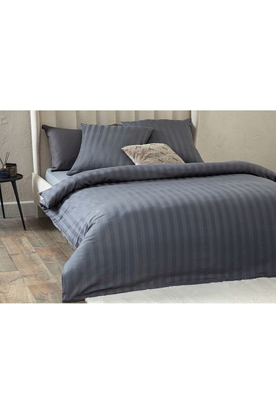 English Home Satin-Bettwäsche mit Streifen, Bettbezug, Kissenbezug, Bettwäscheset mit Reißverschluss