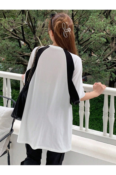 EVIus Μπλουζάκι με ρετρό στάμπα Y2K με μανίκια με λεπτομέρεια με λαιμόκοψη