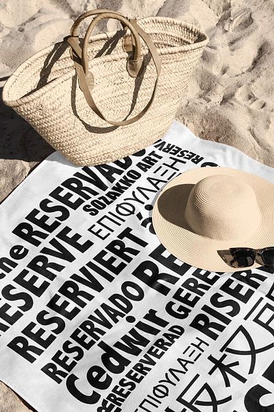 Sozakko Reserd White Typography Cotton Sea Bath Beach Towel
