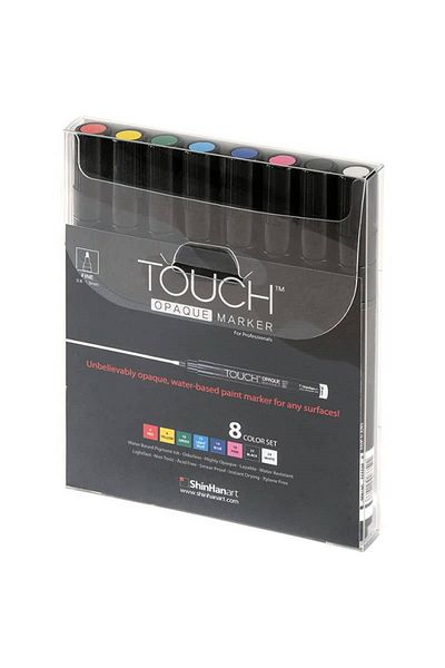 Shinhan Art 8 Colors Fine Tip Acrylic Painting Pen - Touch Opaque Marker