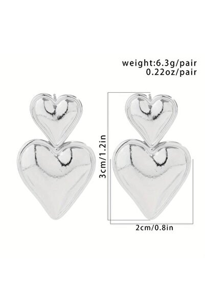 BİOFİSTORE ikili kalp detaylı vintage küpe sallantılı