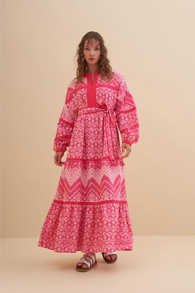 FUSHYA Linen Ethnic Patterned Dress
