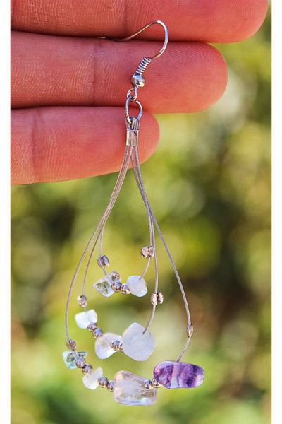 Mıçı New Season Stylish Fluorite Stone Natural Stone Earrings