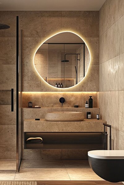Mirze Life 80cm Yuvarlak Tasarım Led Ayna, Gün Işığı Aydınlatmalı Banyo Aynası