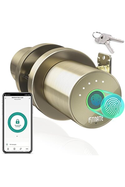 VipDeluXe FITNATE Akıllı Kilit Parmak İzi Kapı Kilidi, Uygulama Kontrollü Blu...