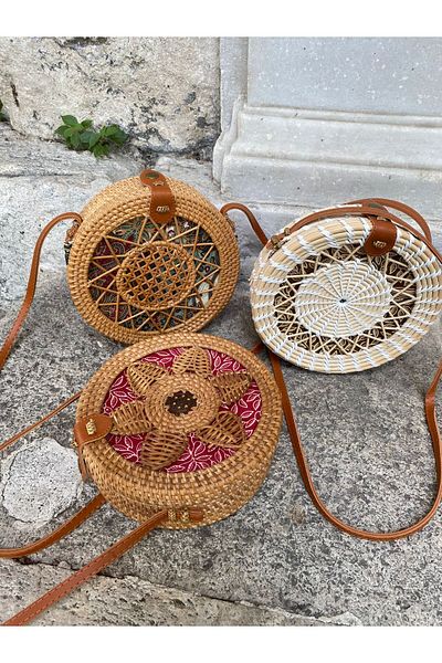 POLO style Geantă de umăr rotundă din paie de sezon nou