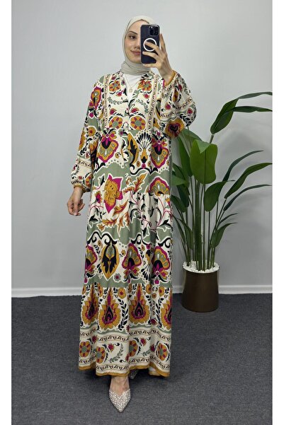bybaharoz Cotton Viscose Dress - Buttoned Design