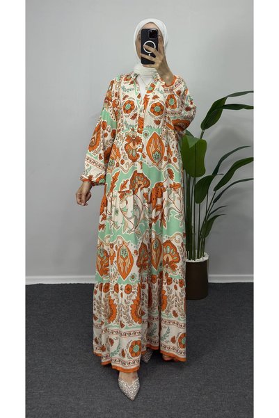 bybaharoz Cotton Viscose Dress - Buttoned Design