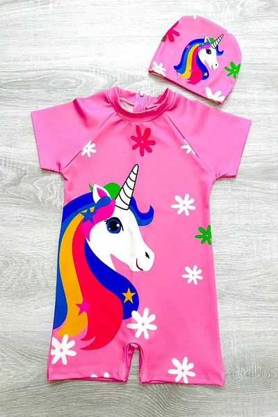 My Kids Wear Girl's Swimsuit - Character Patterned and Zippered