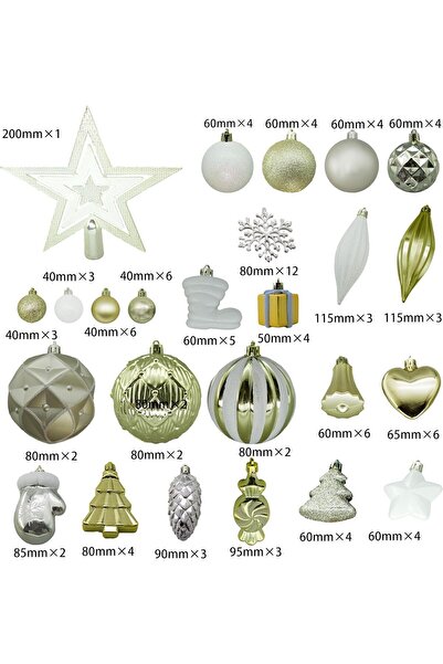 ritz زينة شجرة عيد الميلاد من OLEEP - 100 قطعة من زينة عيد الميلاد باللون الفضي والأبيض