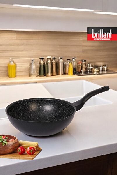 Brillant 26 Cm Wok Tava Granit Yanmaz Yapışmaz Tava Pfoa Içermez Granit Tava