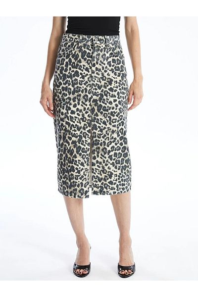LC Waikiki LCW Vision - Γυναικεία τζιν φούστα με μοτίβο Leopard Standard Fit