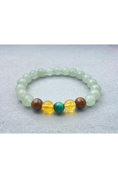 Dejavu TR 8mm Natural Stone Aventurine, Citrine, Malachite and Tiger Eye Bracelet
