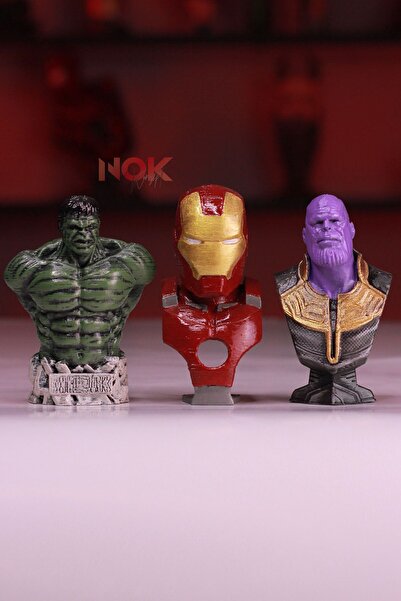GÜRCÜ 3D Hulk, Thanos ve İronman 3'lü Avengers figür Seti (10cm)