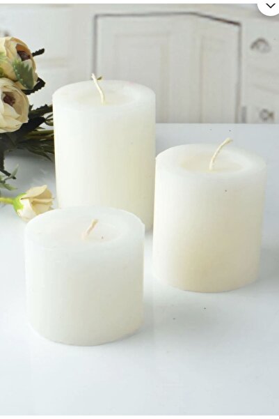 Mumbox mutluluk mum şeklinde Mumbox 3’lü Beyaz Kütük Mum Dekoratif Blok Mum( ...