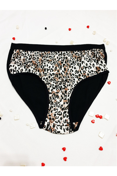 KEMSON Set de 2 chiloți din bumbac cu talie înaltă cu imprimeu leopard