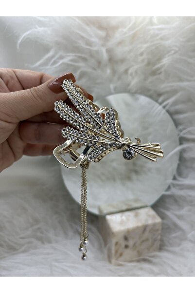 modernist Gold Taşlı Buğday Model Mandal Toka