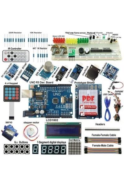 Arduino Uno R3 Ultimate Başlangıç Seti Kutulu 190 Parça 395 Adet Set