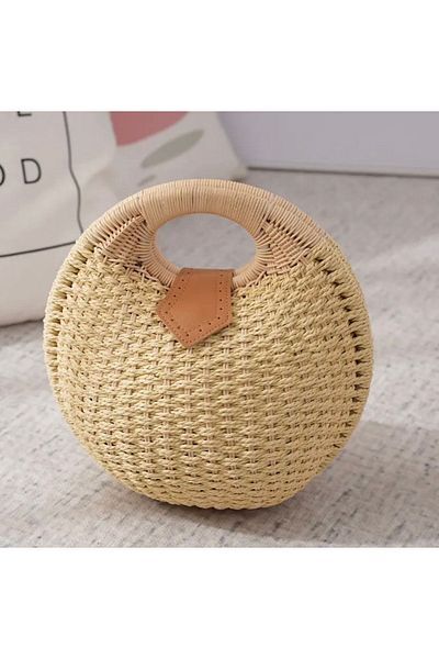 YAĞIZSEVİM Worldshoppingstore women's bohemian style rattan straw jute mesh handmade tote handbag