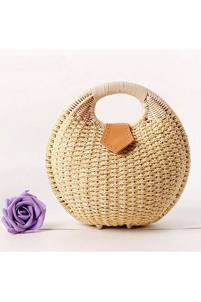 YAĞIZSEVİM Worldshoppingstore women's bohemian style rattan straw jute mesh handmade tote handbag