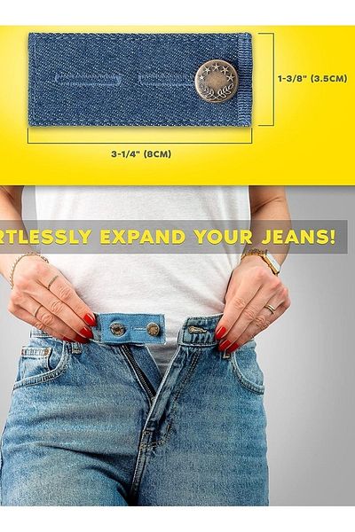 a02teks Trousers Skirt Jeans Waist Extender Belt Button 2 pieces