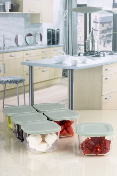 Lizzy 6-Piece Soft Colored Acrylic Breakfast Storage Container - Leak-Proof Lid, 320 ML