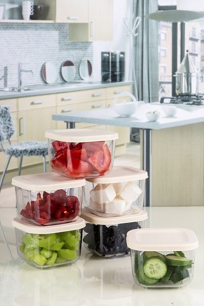 Lizzy 6-Piece Soft Colored Acrylic Breakfast Storage Container - Leak-Proof Lid, 320 ML