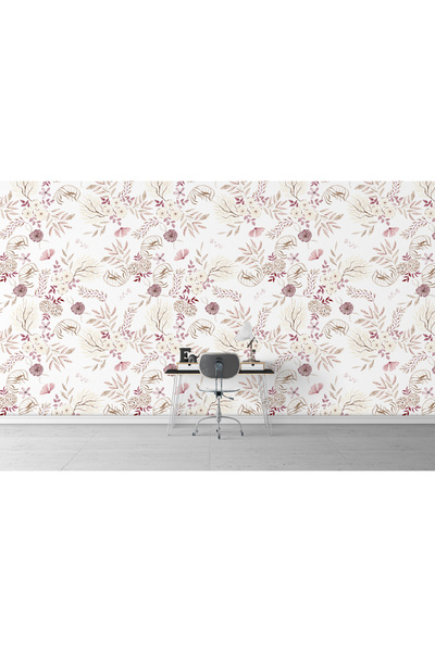 Plustablo Pastel Tonlarda Çiçek Desenli Yatak Odası Duvar Kağıdı, Hayalinizdeki Yatak Odasını Oluşturun