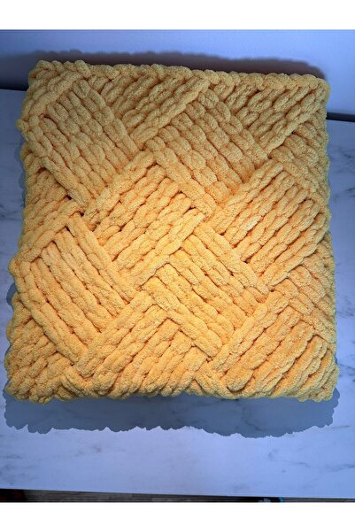 MERUT STYLE HAYATINI RENKLENDİR El örgüsü puffy sarı küp şeker modeli bebek ve tv battaniyesi