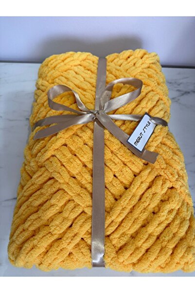 MERUT STYLE HAYATINI RENKLENDİR El örgüsü puffy sarı küp şeker modeli bebek ve tv battaniyesi