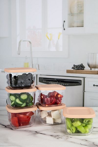 Lizzy 6-Piece Soft Colored Acrylic Breakfast Storage Container - Leak-Proof Lid, 320 ML