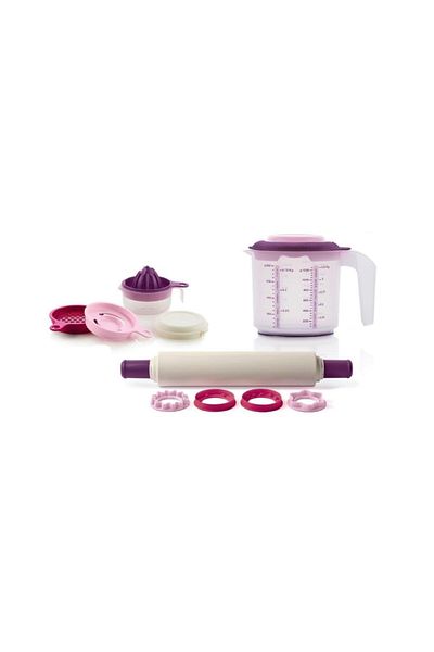 Tupperware Kitchen Aids Set of 3 Purple (rolling pin And Cookie Molds+mix+kitchen Pearl