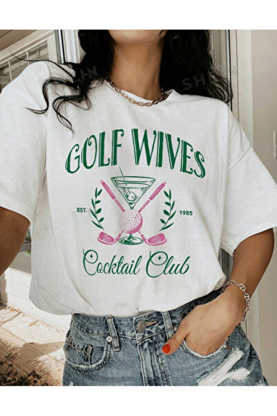 AEMİ Vinuri de golf cu imprimeue - 100% bumbac, tricou oversize, alb, pentru ...