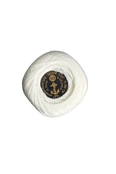 efmues 20 de grame de dantelă albă Anchor 50 No Mercerized IP